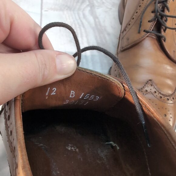 Allen Edmonds Larchmont Men’s 12B Brown Leather Wingtip Oxford Dress Shoes - Picture 4 of 9